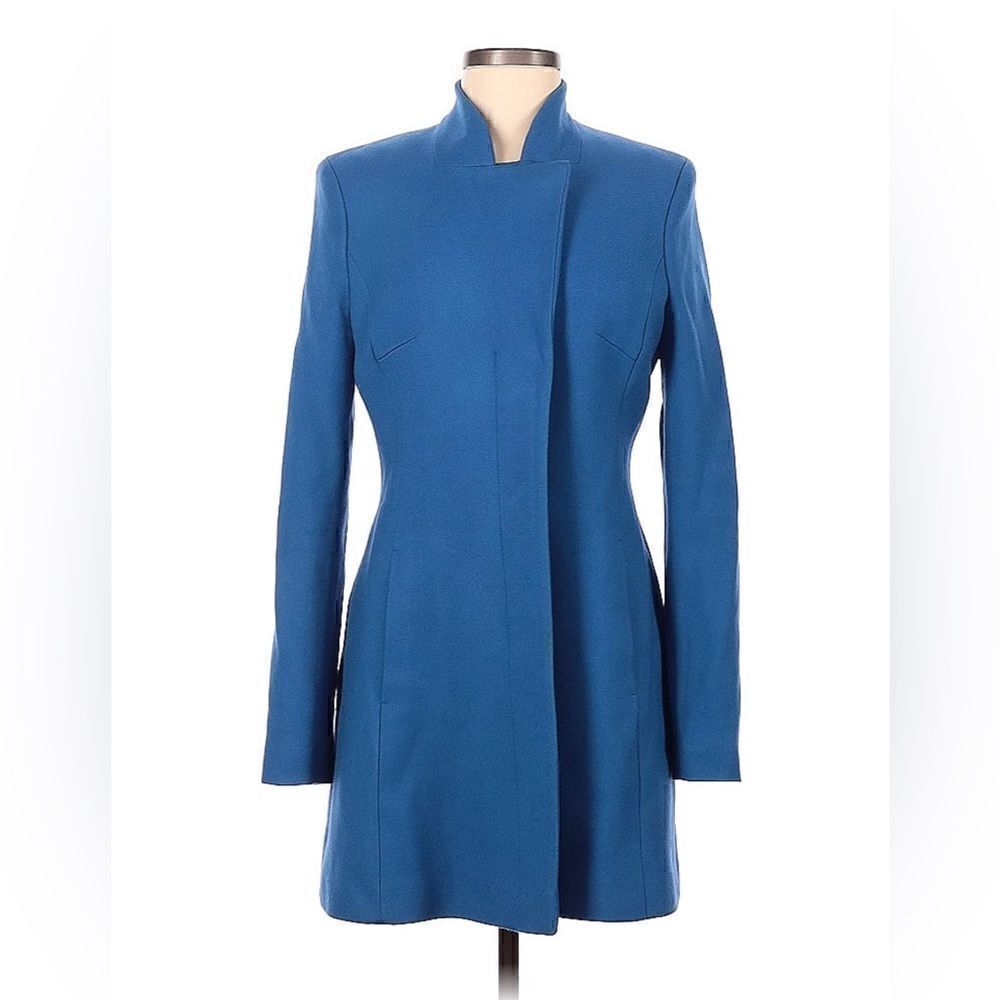 Reiss Wool Blend Pea Coat Royal Blue Size Small